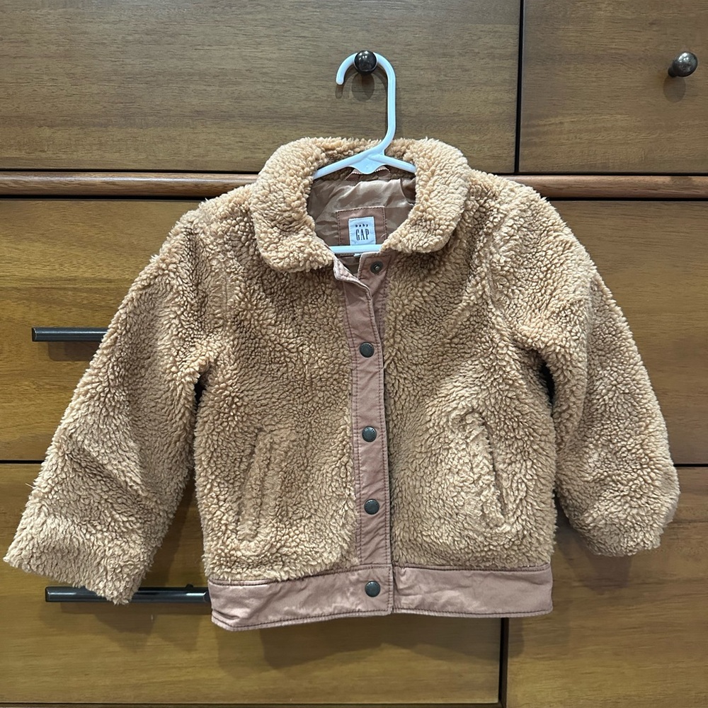 GAP Tan Sherpa Kids Jacket, Size 2T